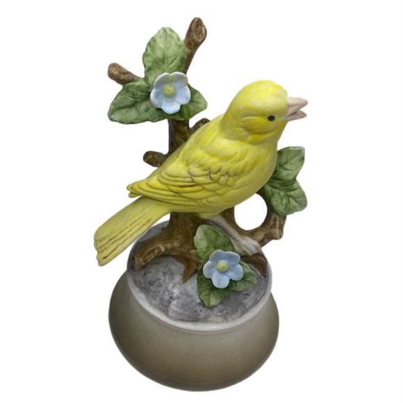 Yellow Canary on Limb Shafford Music Box Figurine Vintage - Picture 9 of 11